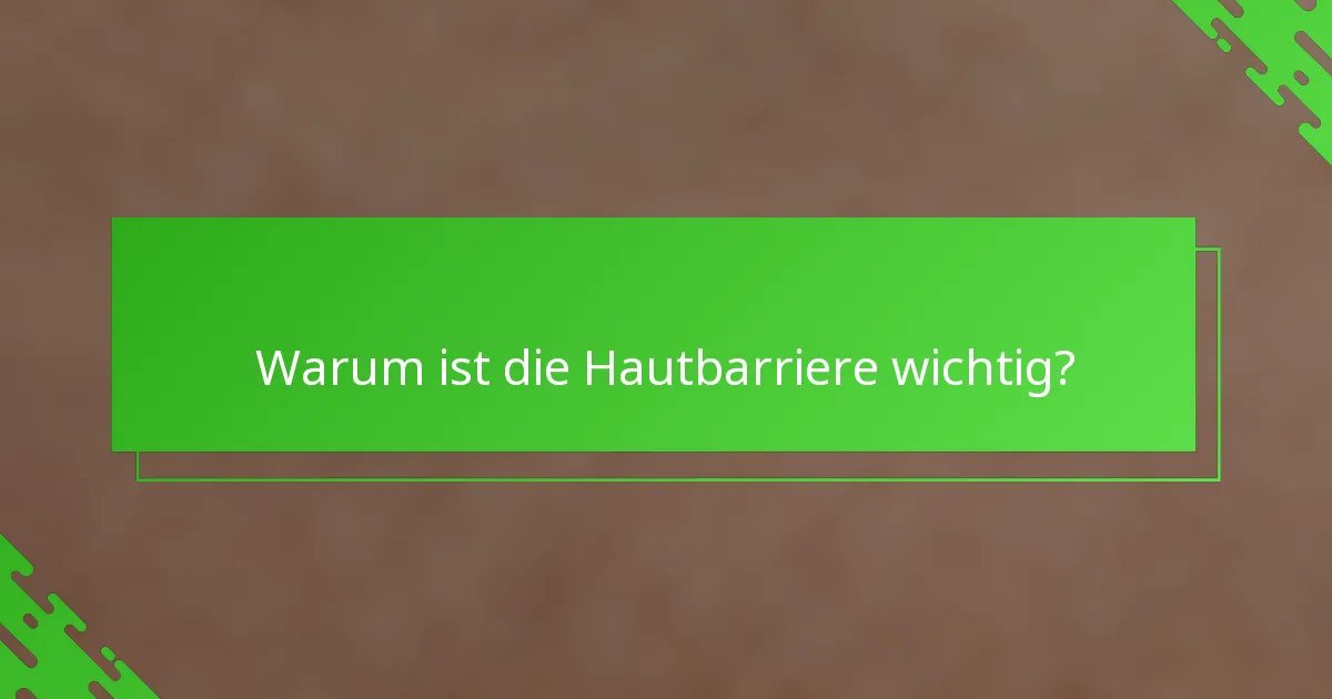 Warum ist die Hautbarriere wichtig?