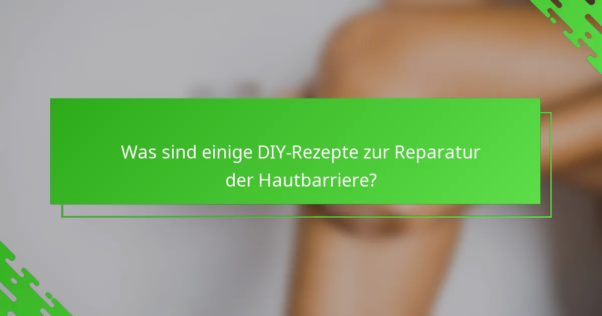 Was sind einige DIY-Rezepte zur Reparatur der Hautbarriere?